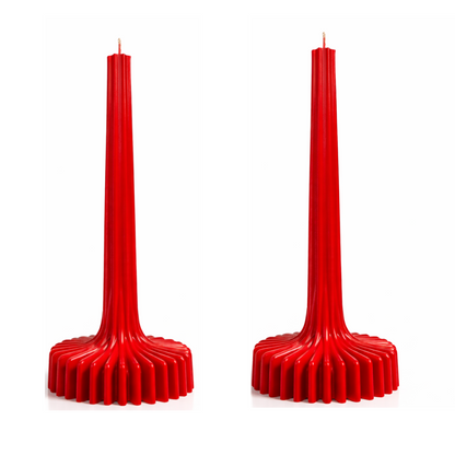 Velas Acanaladas de Diseño Exclusivo (2 unidades, rojas)