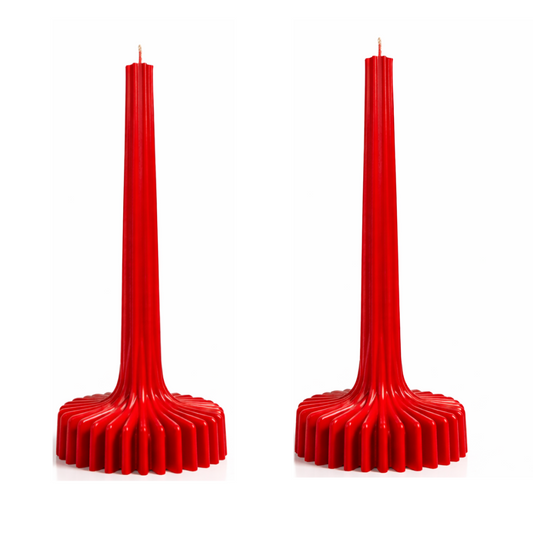 Velas Acanaladas de Diseño Exclusivo (2 unidades, rojas)