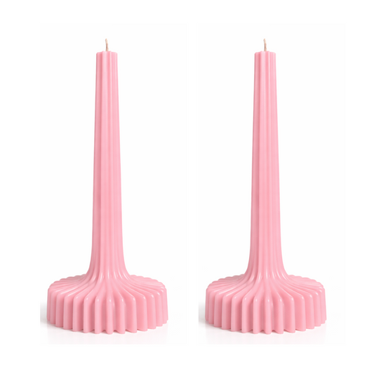 Velas Acanaladas de Diseño Exclusivo (2 unidades, rosas)