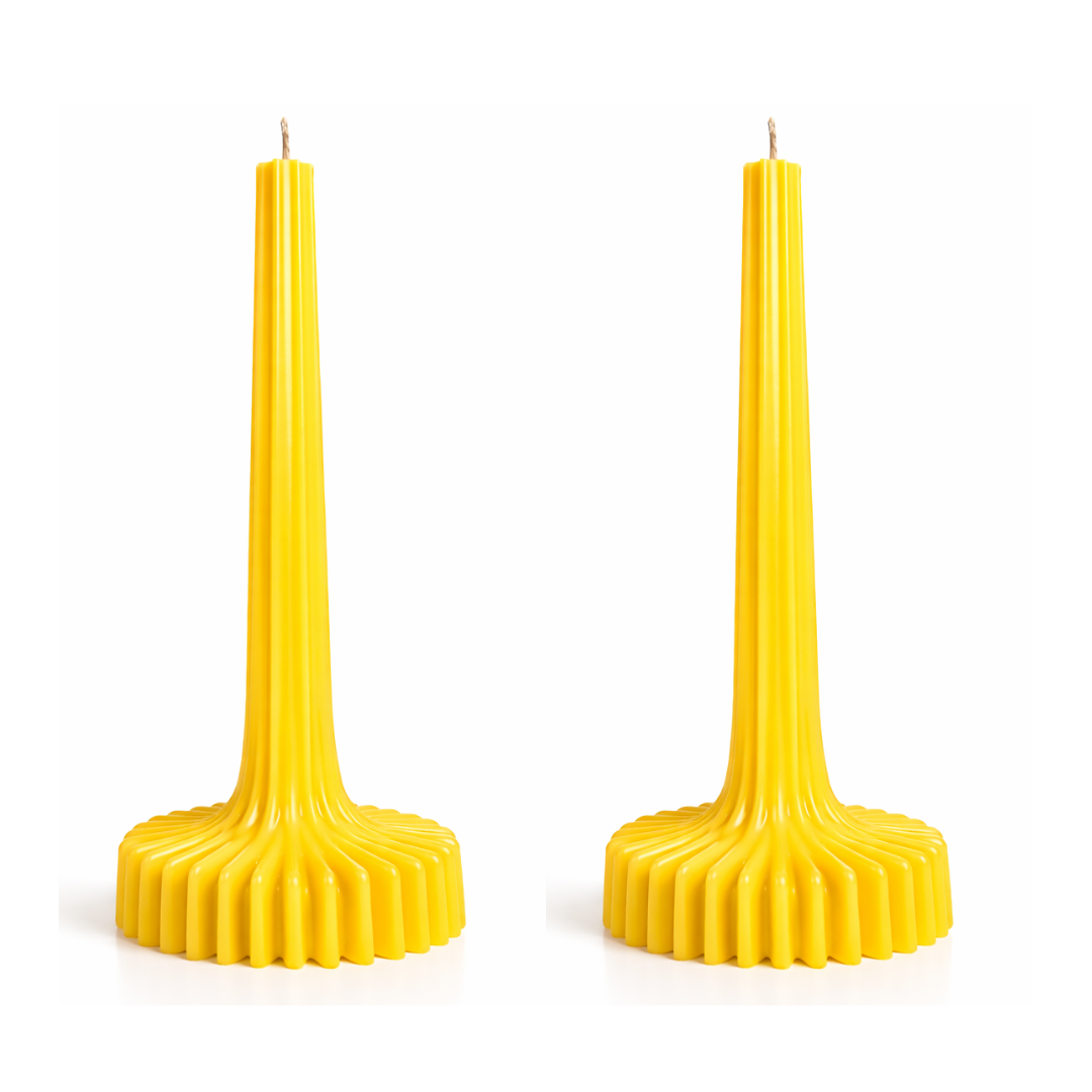 Velas Acanaladas de Diseño Exclusivo (2 unidades, amarillas)