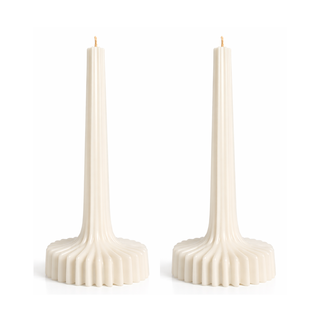 Velas Acanaladas de Diseño Exclusivo (2 unidades, blancas)