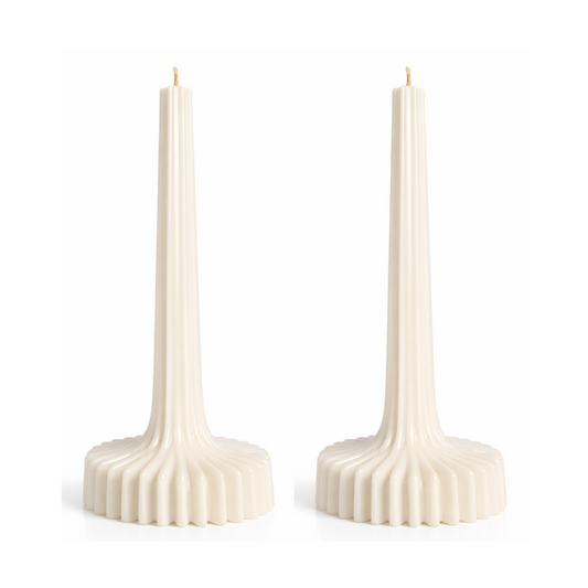 Velas Acanaladas de Diseño Exclusivo (2 unidades, blancas)