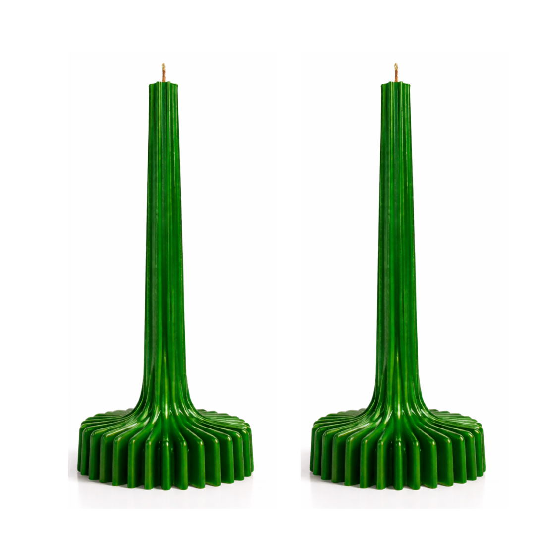 Velas Acanaladas de Diseño Exclusivo (2 unidades,verdes)