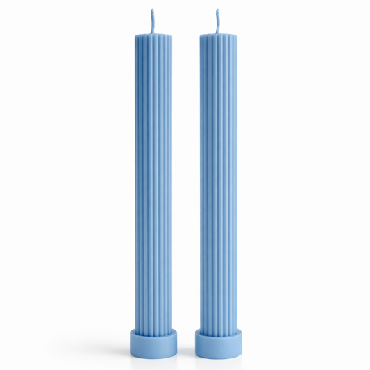 Velas Decorativas Largas Acanaladas (Azules)