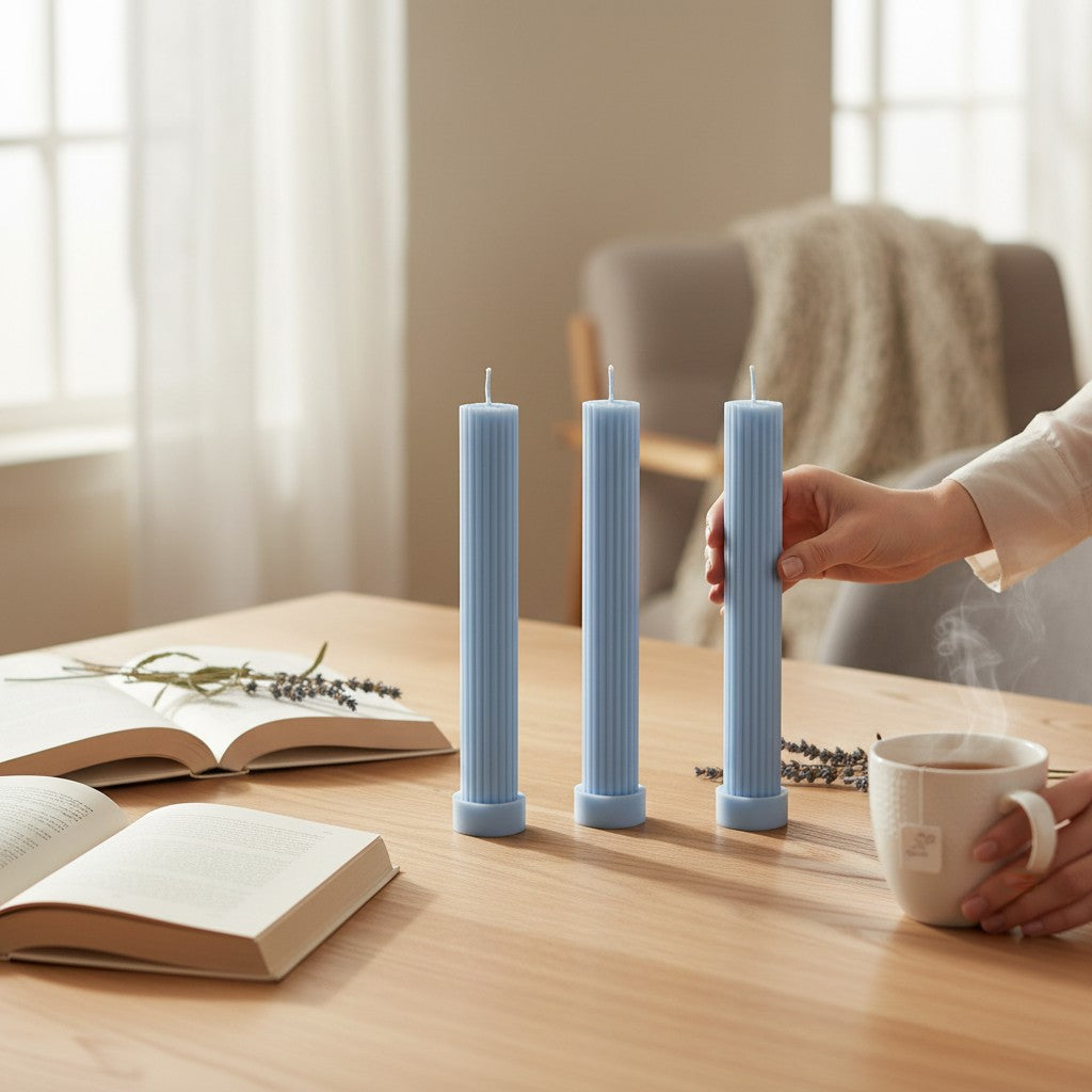 Velas Decorativas Largas Acanaladas
