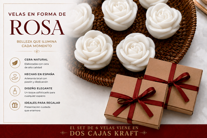 Velas en Forma de Rosa (Blancas)