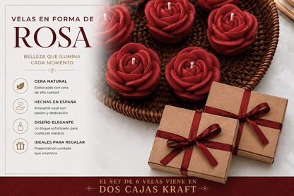 Velas en Forma de Rosa (Rojas)