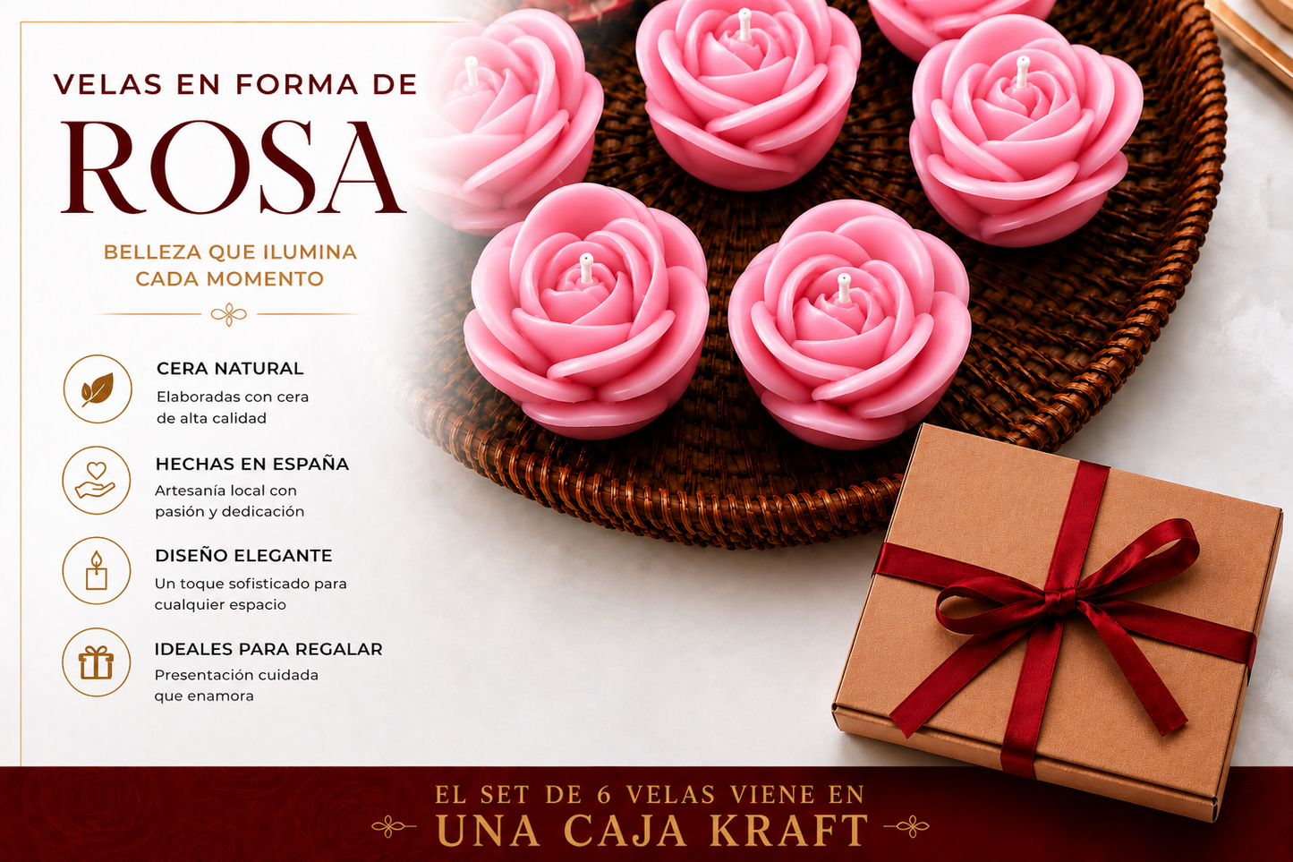 Velas en Forma de Rosa (Rosas)