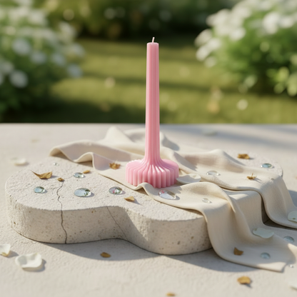 Vela decorativa acanalada rosa