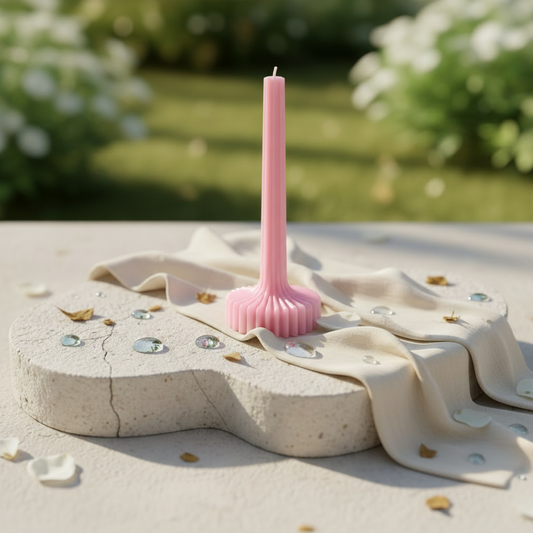 Vela decorativa acanalada rosa