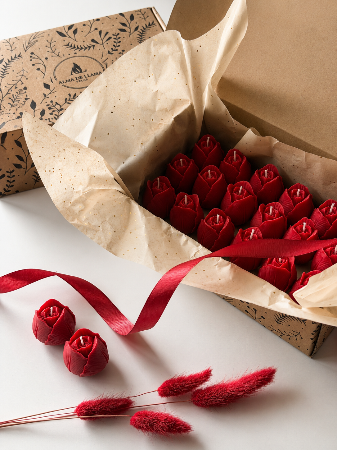 Velas Decorativas en Forma de Rosa (Rojas)