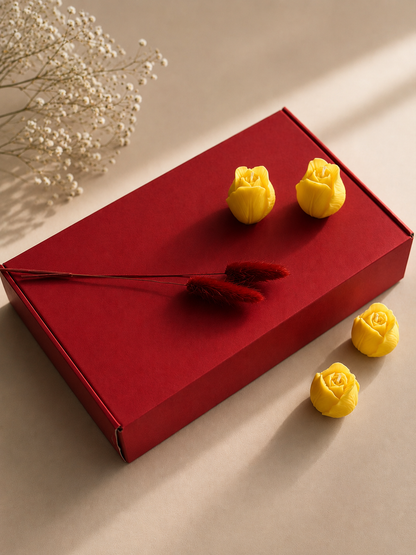 Velas Decorativas en Forma de Rosa (Amarillas)
