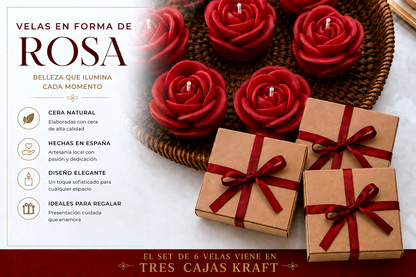 Velas en Forma de Rosa (Rojas)