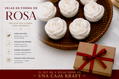 Velas en Forma de Rosa (Blancas)