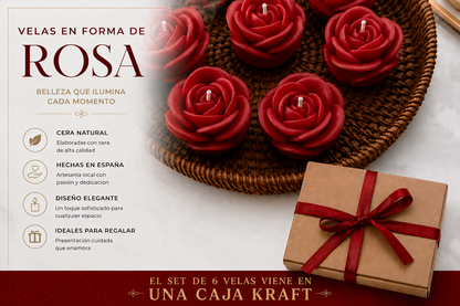 Velas en Forma de Rosa (Rojas)